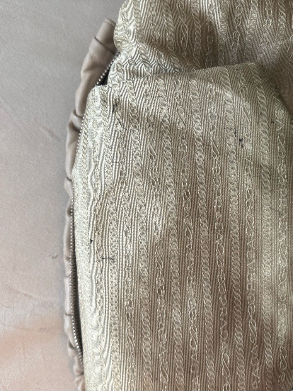 Prada Nappa Gaufré Convertible Satchel Bag in Cameo Beige with Crossbody Strap - Picture 16 of 16